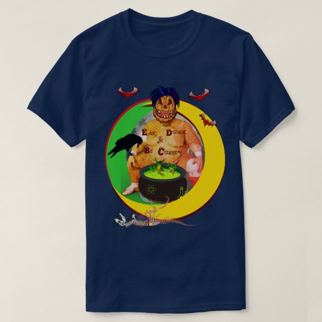 Chilling but Fun Halloween Navy Unisex T-Shirt (Design Front)