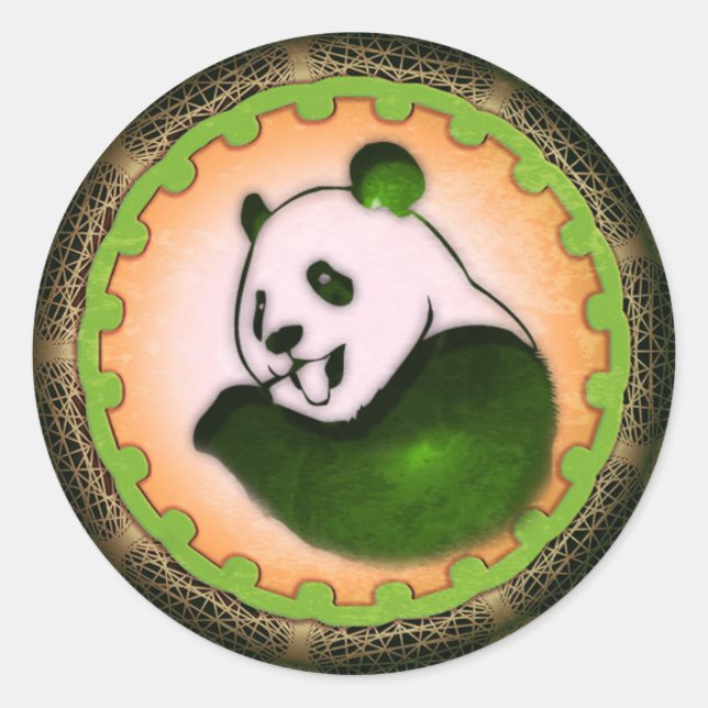 Chilling Chomping Panda Orange Classic Round Sticker (Front)