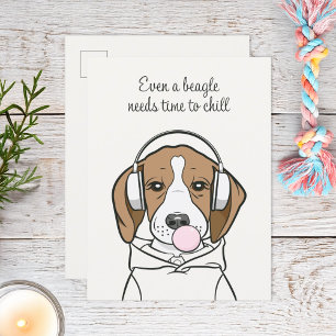 Chilling Dog with Bubblegum Funny Beagle Postcard