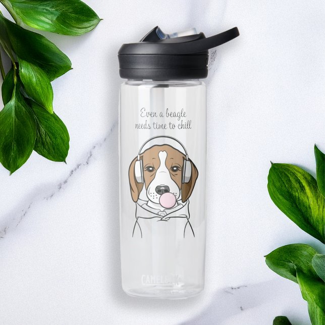 Chilling Dog with Bubblegum Funny Beagle Water Bottle (Creator Uploaded)