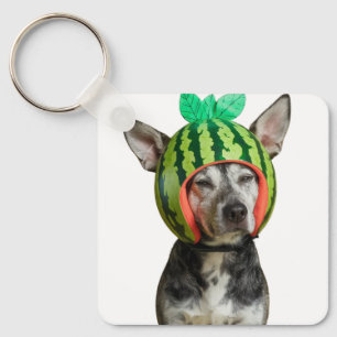 Chilling Dog With Watermelon Helmet  Keychain