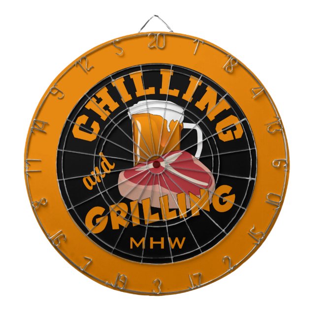 Chilling & Grilling custom monogram dart board (Front)