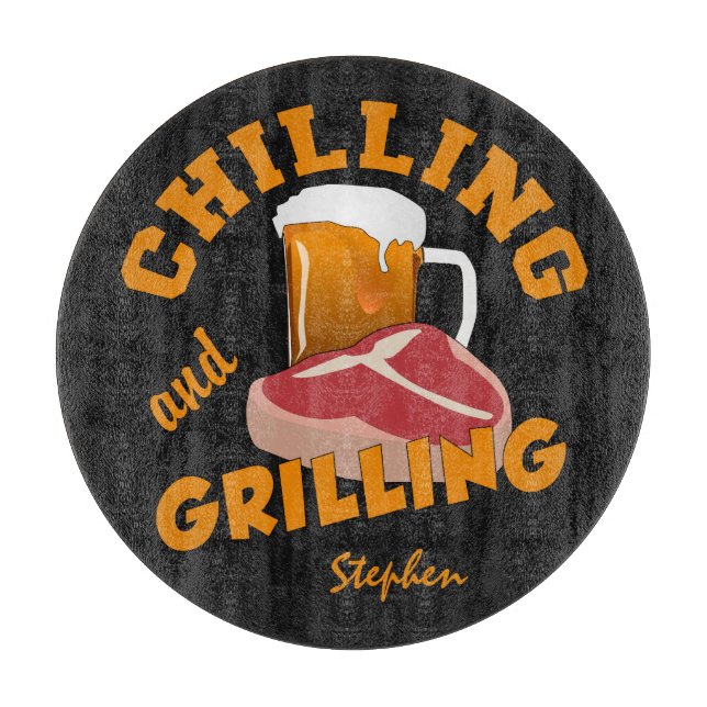 Chilling & Grilling custom name cutting board (Front)