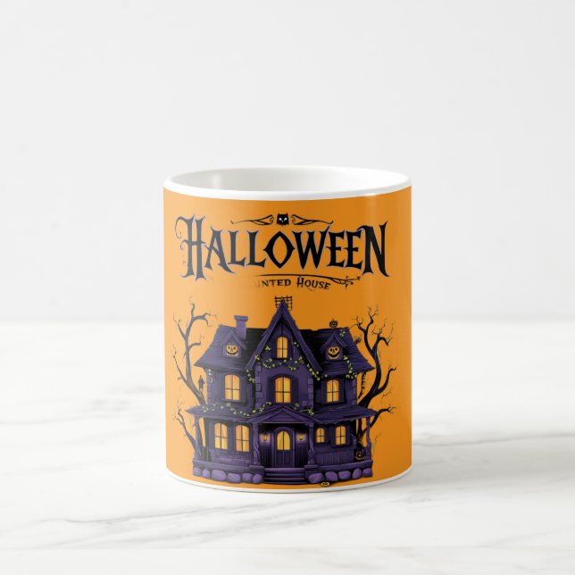 Chilling Haunted House Mug Designs for Halloween (Center)