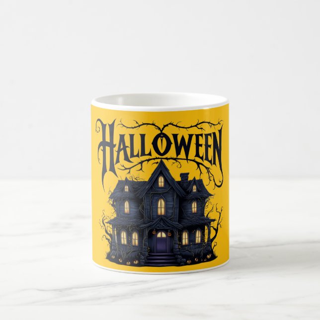 Chilling Haunted House Mug Designs for Halloween (Center)