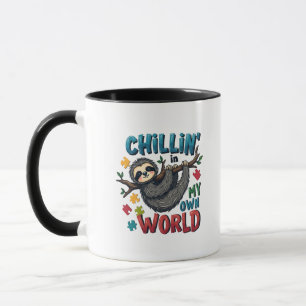 Chilling in My World Sloth Autism Awareness Mug
