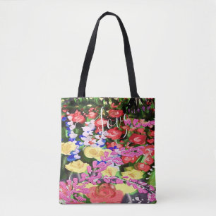 Chilling Multicolor Painting  Brilliant Flowers To Tote Bag