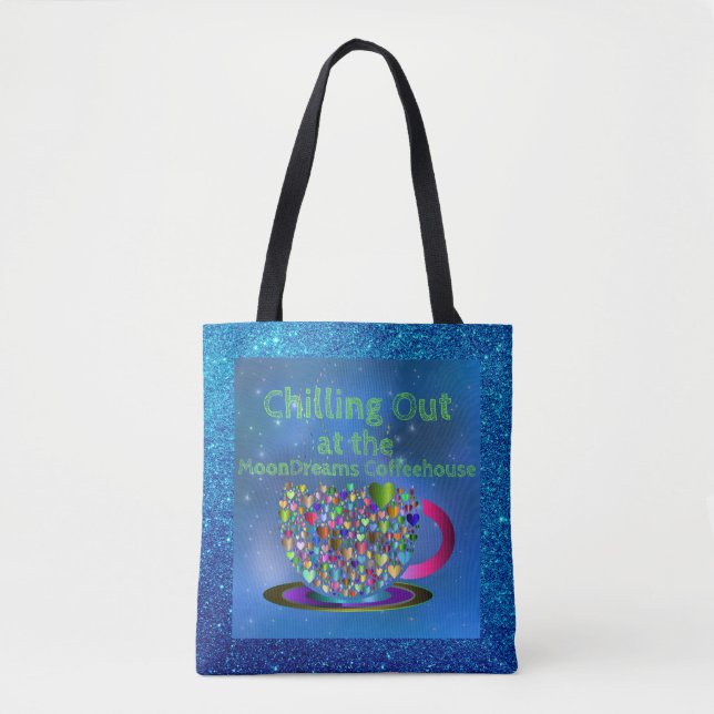 Chilling Out at the MoonDreams Coffeehouse Tote Bag (Front)