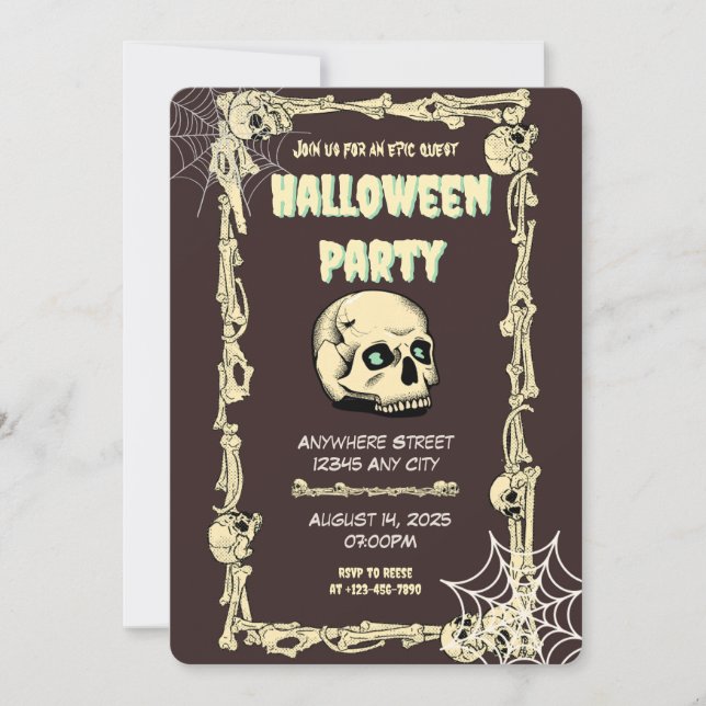 Chilling Skull Halloween Party Invitation: Dare to Invitation (Front)