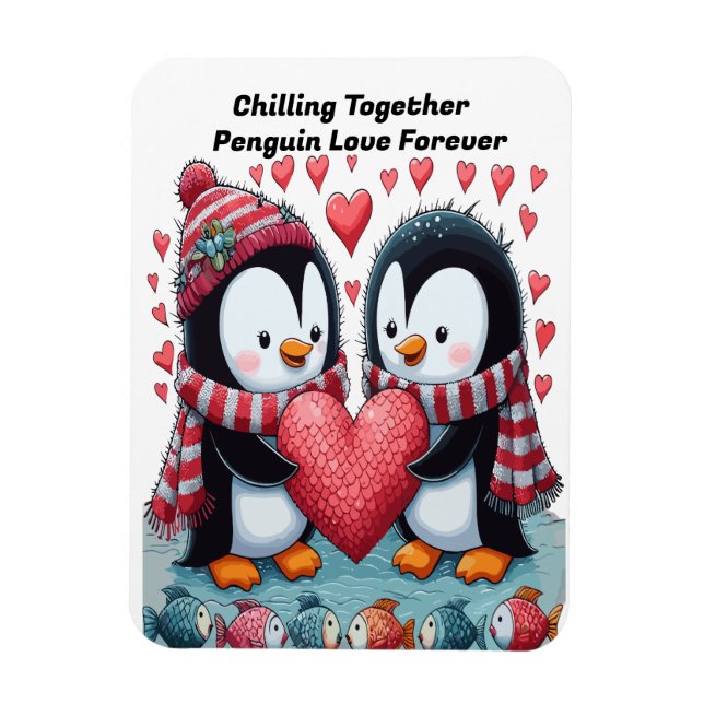  Chilling Together: Penguin Love Forever Sticker Magnet (Vertical)
