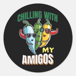 Chilling With My Amigos Cinco De Mayo Chilly Peppe Classic Round Sticker