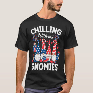 Chilling With My Gnomies 4th of July  Gnome Us Fla T-Shirt