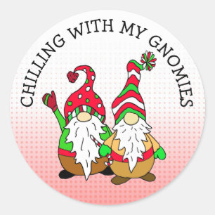 Chilling with my Gnomies Funny Christmas Gnome Classic Round Sticker