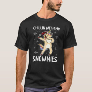 Chilling With My Snowmies Pyjamas Plaid Christmas  T-Shirt