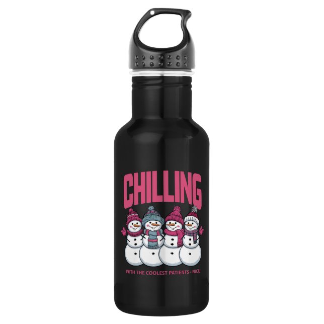 Chilling With The Coolest Patients NICU Christmas  532 Ml Water Bottle (Front)