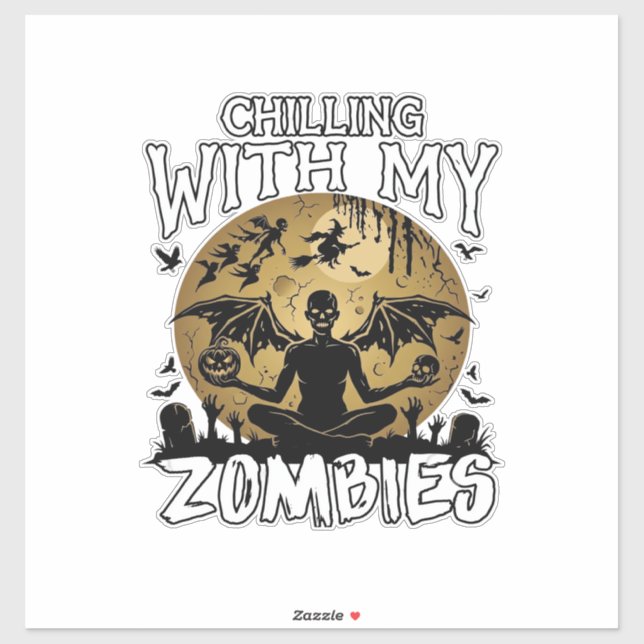 Chilling Zombies Halloween Winged Demon Moon Grave (Sheet)