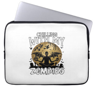 Chilling Zombies Halloween Winged Demon Moon Grave Laptop Sleeve