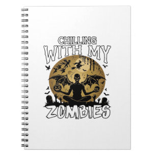 Chilling Zombies Halloween Winged Demon Moon Grave Notebook
