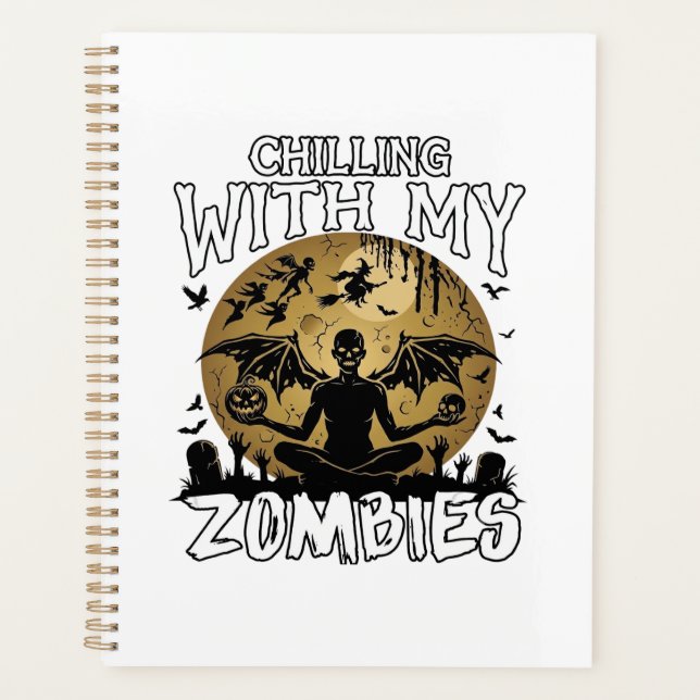 Chilling Zombies Halloween Winged Demon Moon Grave Planner (Front)