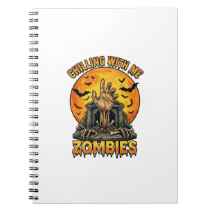Chilling Zombies Hand Tombstone Full Moon Bats Notebook