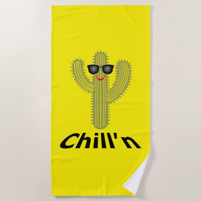 Chill'n Cactus Design - Beach Towel (Front)