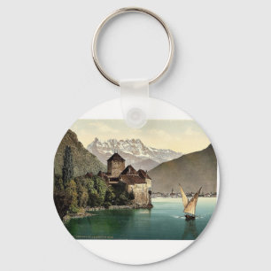 Chillon Castle, and Dent du Midi, Geneva Lake, Swi Keychain