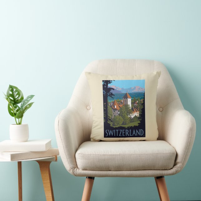 Chillon Castle | Switzerland Throw Pillow (Chair)