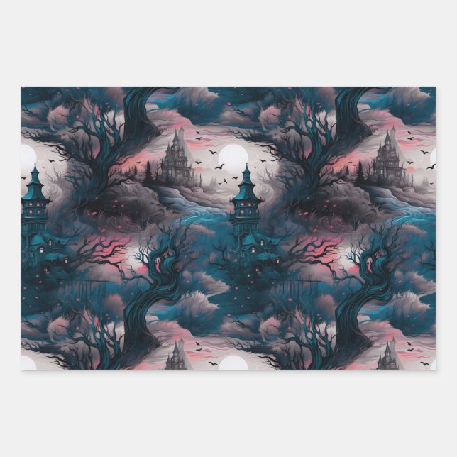 Chills and Thrills Mansion  Wrapping Paper Sheet (Front)