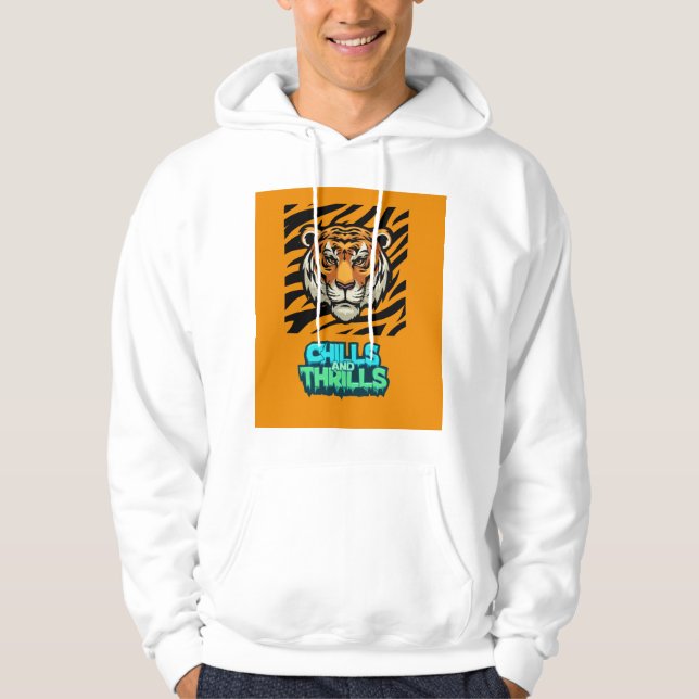 Chills and Thrills Tiger Print T-Shirt Hoodie (Front)