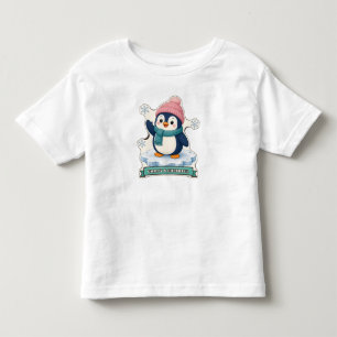 Chilly and Cheerful Penguin in a Pink Pom Hat Toddler T-shirt