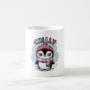 Chilly Penguin Snowy Scarf Hug Coffee Mug
