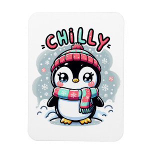 Chilly Penguin Snowy Scarf Hug Magnet