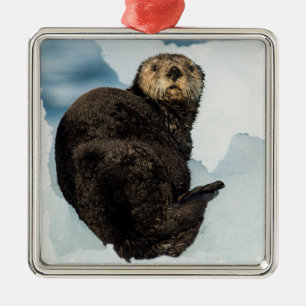 Chilly Sea Otter Metal Ornament