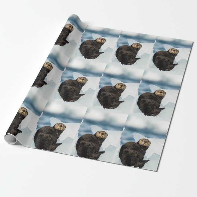 Chilly Sea Otter Wrapping Paper (Unrolled)