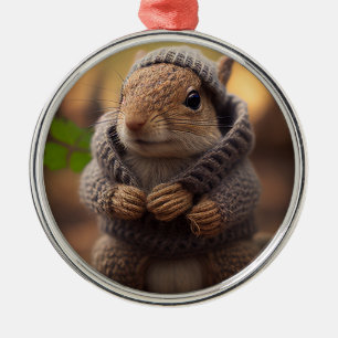 Chilly Squirrel Metal Ornament