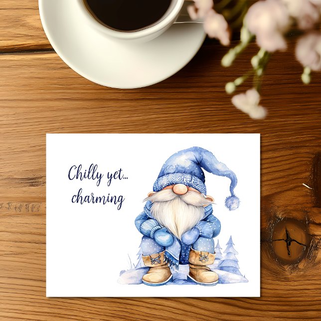 Chilly Yet Charming Gnome Holiday Postcard (Creator Uploaded)