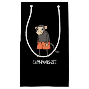 Chim-Pants-Zee Funny Chimpanzee Monkey Pun Dark BG Small Gift Bag
