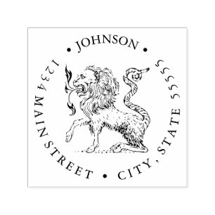 Chimera Lion Heraldry Return Label Self-inking Stamp