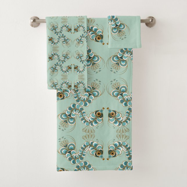 Chimera - Peacock Seahorse Bath Towel Set (Insitu)