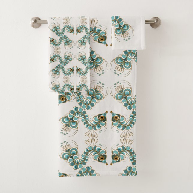 Chimera - Peacock Seahorse Bath Towel Set (Insitu)