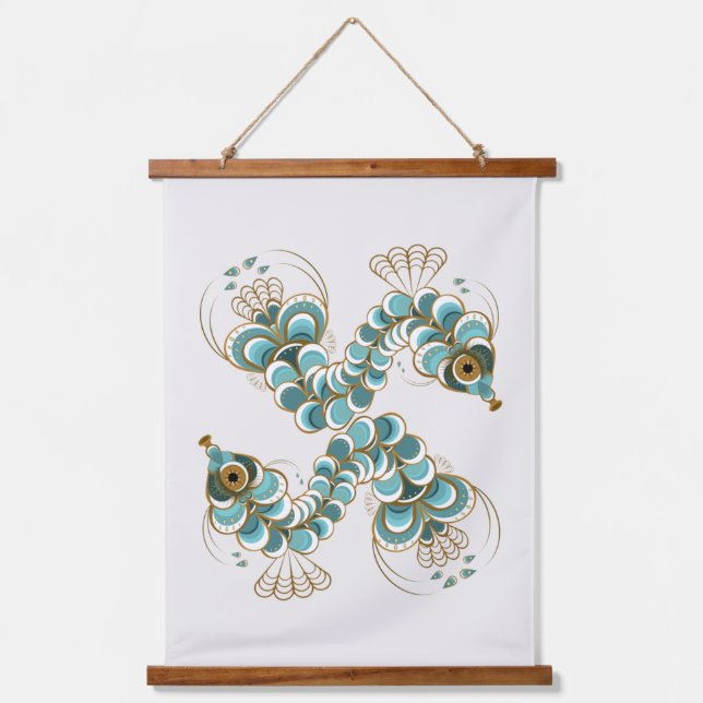 Chimera - Peacock Seahorse Bois Taché Tapisserie (Recto)