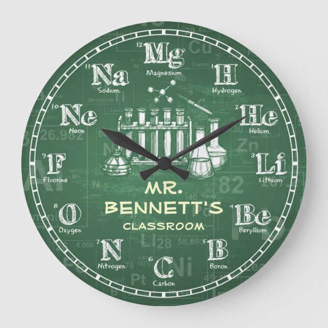 Chimie Science Chalkboard Horloge personnalisée (Recto)
