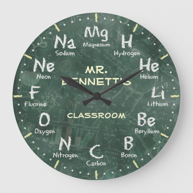 Chimie Science Chalkboard Horloge personnalisée (Recto)