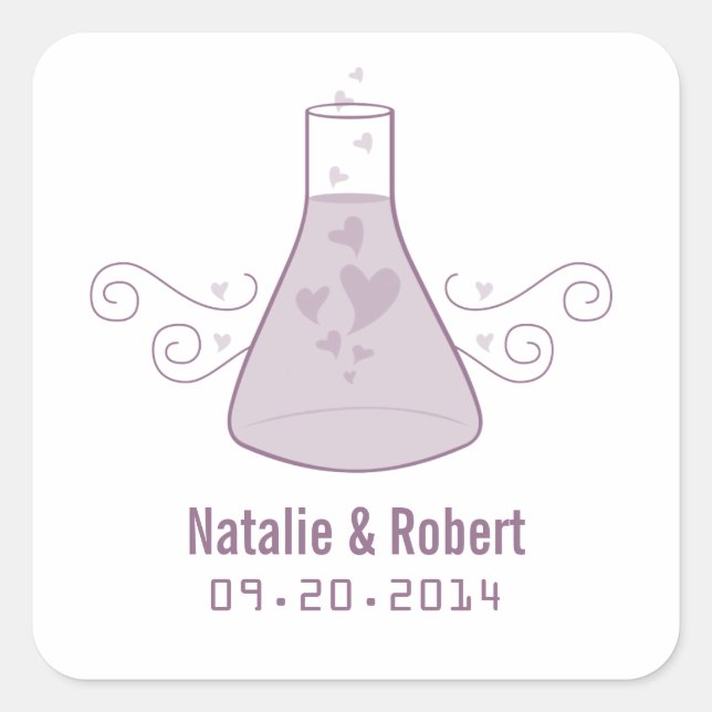 Chimie sucrée violet Stickers de mariage (Devant)