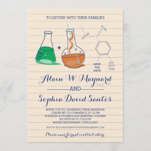 Chimie verte et orange Invitations de mariage