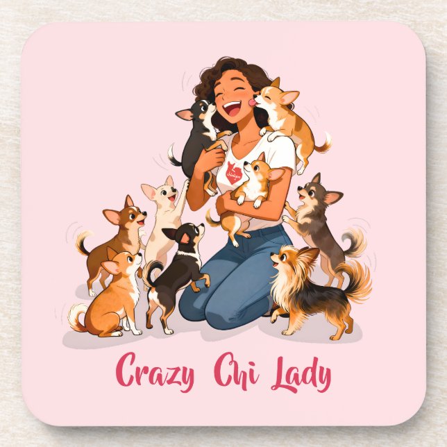 Chimigos - Crazy Chi Lady - Chihuahua  Coaster (Front)