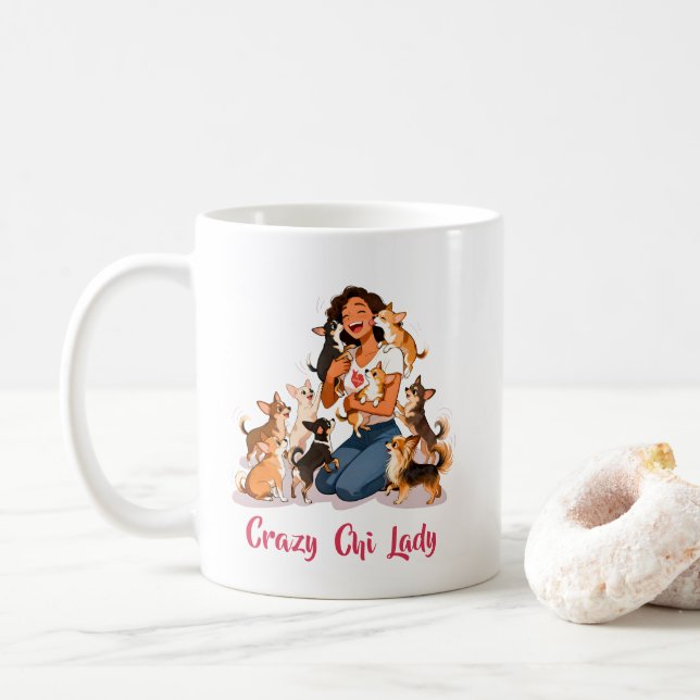 Chimigos - Crazy Chi Lady - Chihuahua  Coffee Mug (With Donut)