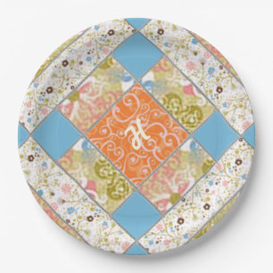Chimney Quilt Block Pattern Paper Plate