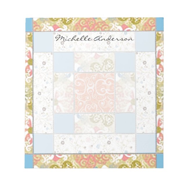 Chimney Quilt Block Personalized Notepad (Front)