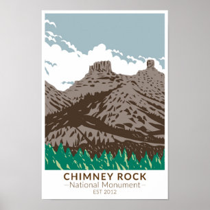 Chimney Rock National Monument Colorado Vintage Poster